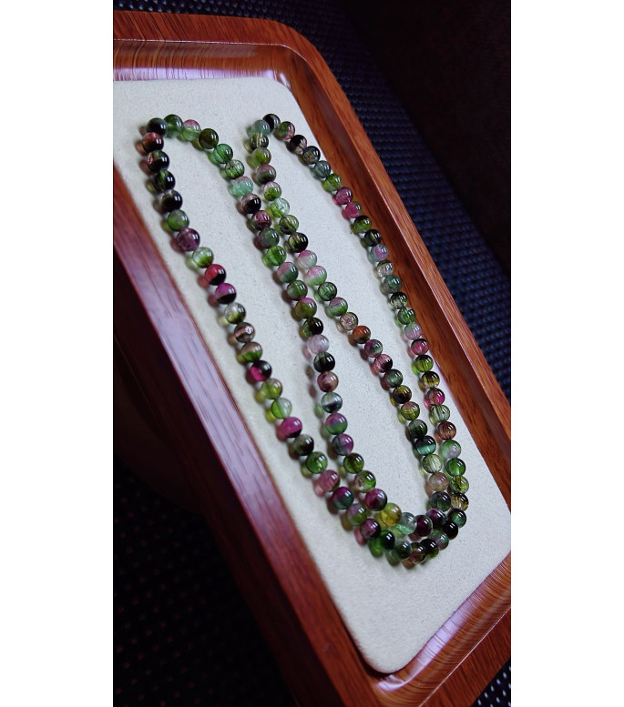 F6 exquisite watermelon tourmaline three circle bracelet, size about 5mm, weight 22.4g