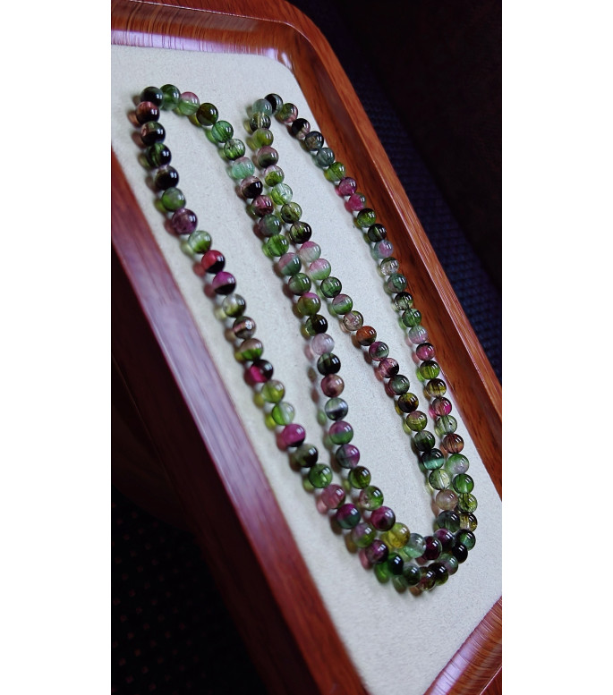 F6 exquisite watermelon tourmaline three circle bracelet, size about 5mm, weight 22.4g