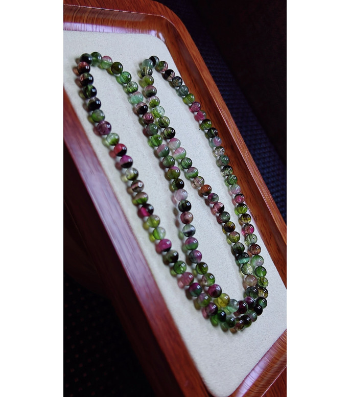 F6 exquisite watermelon tourmaline three circle bracelet, size about 5mm, weight 22.4g