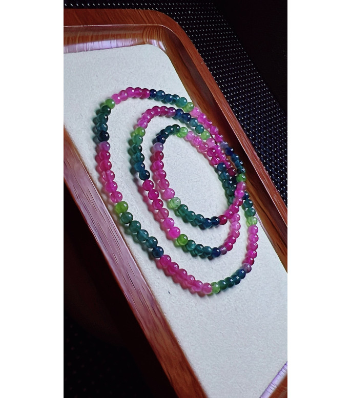4 exquisite color coded tourmaline three circle bracelet, size about 4.3mm, weight 16.6g 4 exquisite color coded tourmaline three circle bracelet, size about 4.3mm, weight 16.6g