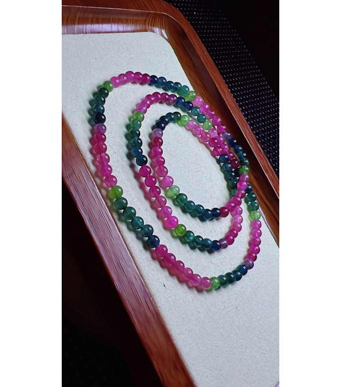 4 exquisite color coded tourmaline three circle bracelet, size about 4.3mm, weight 16.6g 4 exquisite color coded tourmaline three circle bracelet, size about 4.3mm, weight 16.6g