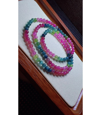 F5 exquisite color code tourmaline three circle bracelet, size about 4.7mm, weight 20.2