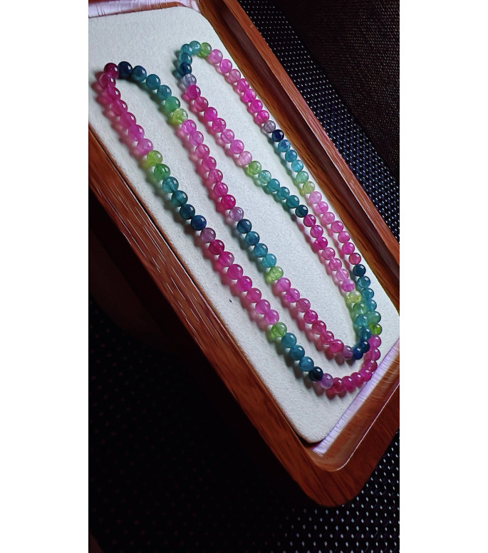 F5 exquisite color code tourmaline three circle bracelet, size about 4.7mm, weight 20.2
