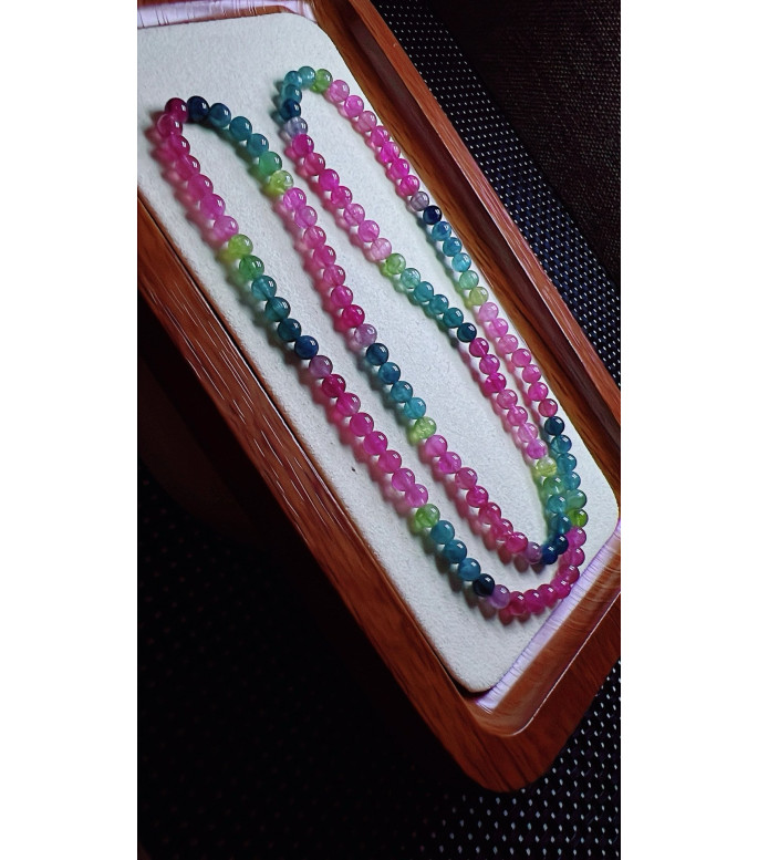 F5 exquisite color code tourmaline three circle bracelet, size about 4.7mm, weight 20.2