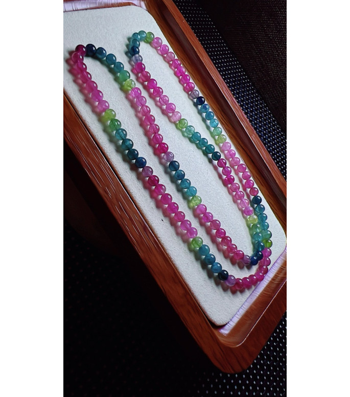 F5 exquisite color code tourmaline three circle bracelet, size about 4.7mm, weight 20.2