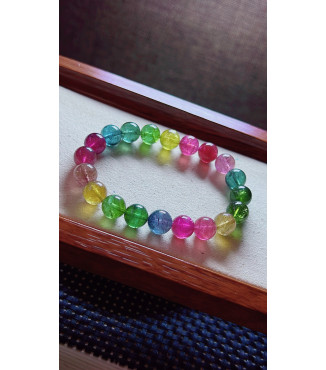 105F12 exquisite imperial rainbow tourmaline bracelet, size about 9.5mm, weight 28.2g
