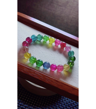 105F12 exquisite imperial rainbow tourmaline bracelet, size about 9.5mm, weight 28.2g