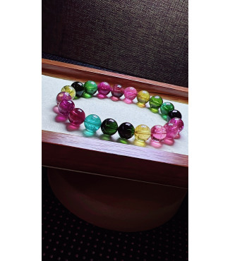 105F10 exquisite high-end rainbow tourmaline bracelet, specification about 9.6mm, weight