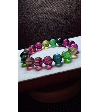 105F9 exquisite high-end rainbow tourmaline bracelet, specification about 12.5mm, weight