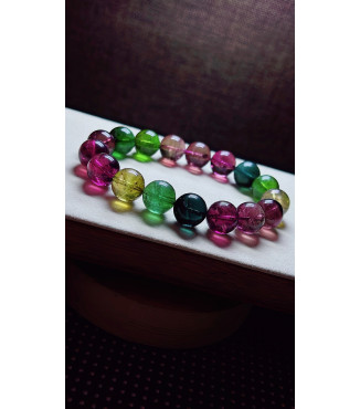 105F9 exquisite high-end rainbow tourmaline bracelet, specification about 12.5mm, weight