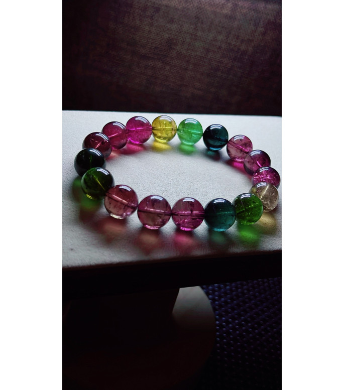 105F9 exquisite high-end rainbow tourmaline bracelet, specification about 12.5mm, weight 105F9 exquisite high-end rainbow tourmaline bracelet, specification about 12.5mm, weight