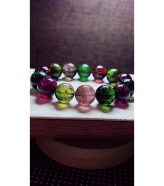 105F8 exquisite black sugar tourmaline bracelet, size about 15mm, weight 82.8g, crystal