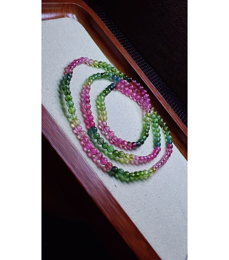 105F3 exquisite rainbow tourmaline three circle bracelet, size about 3.7mm, weight 11.7