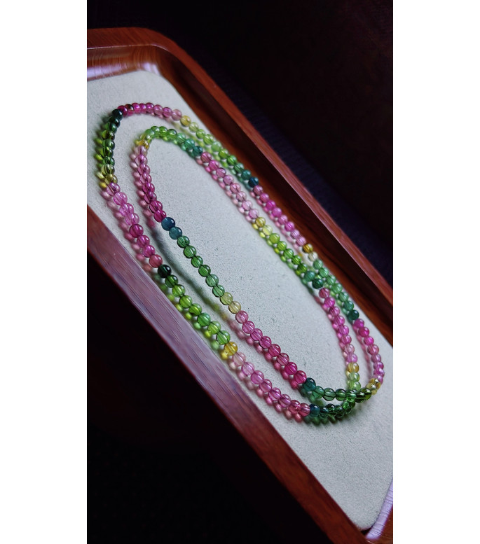 105F3 exquisite rainbow tourmaline three circle bracelet, size about 3.7mm, weight 11.7