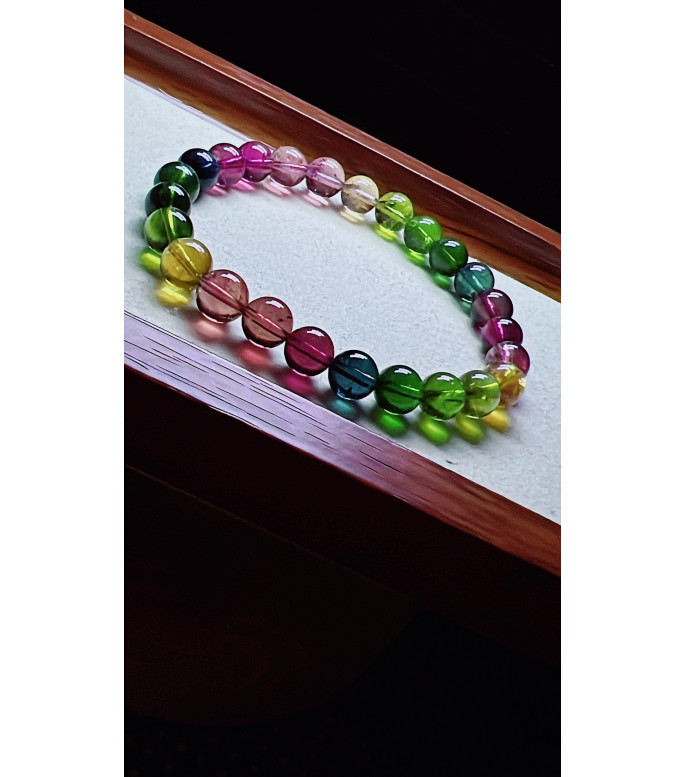 103F14 exquisite high-quality rainbow tourmaline bracelet, specification about 7.2mm