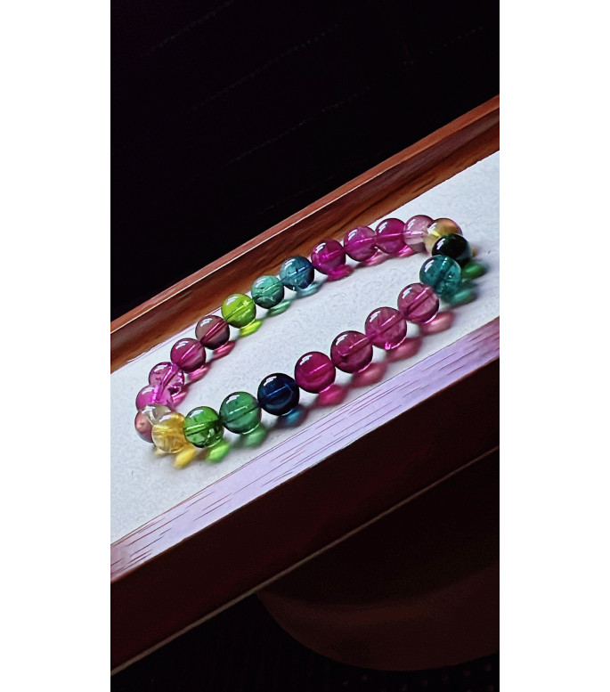 103F13 exquisite high-quality rainbow tourmaline bracelet, specification about 7.8mm
