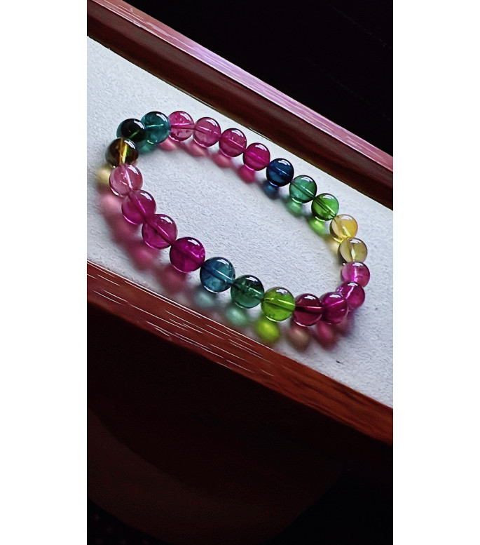 103F13 exquisite high-quality rainbow tourmaline bracelet, specification about 7.8mm