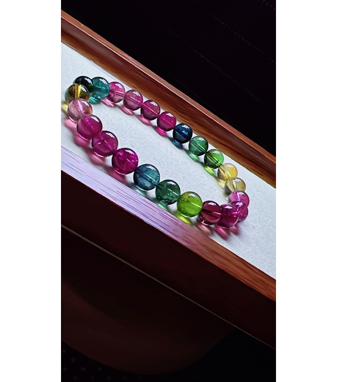 103F13 exquisite high-quality rainbow tourmaline bracelet, specification about 7.8mm