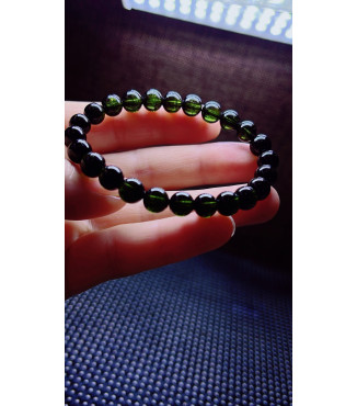 103F12 exquisite green tourmaline bracelet, specification about 7.5mm, weight 17.6 grams