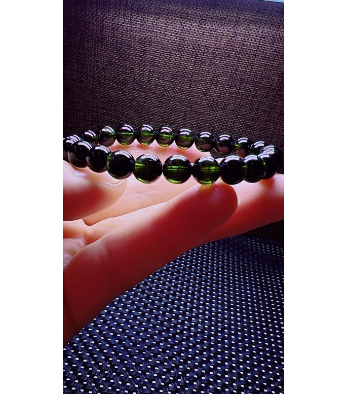 103F12 exquisite green tourmaline bracelet, specification about 7.5mm, weight 17.6 grams