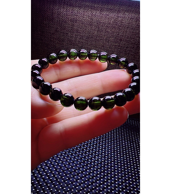 103F12 exquisite green tourmaline bracelet, specification about 7.5mm, weight 17.6 grams
