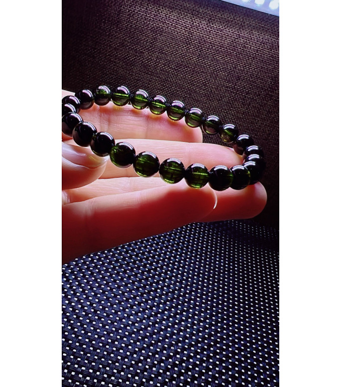 103F12 exquisite green tourmaline bracelet, specification about 7.5mm, weight 17.6 grams