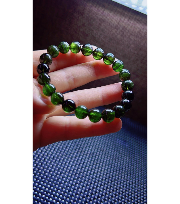 103F11 exquisite green tourmaline bracelet, specification about 9mm, weight 25.6g