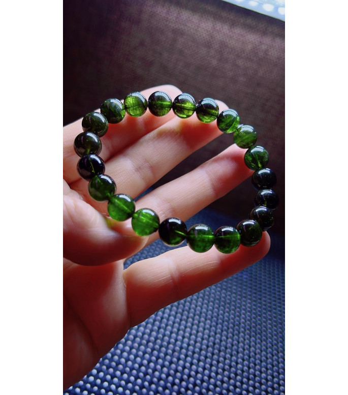 103F11 exquisite green tourmaline bracelet, specification about 9mm, weight 25.6g