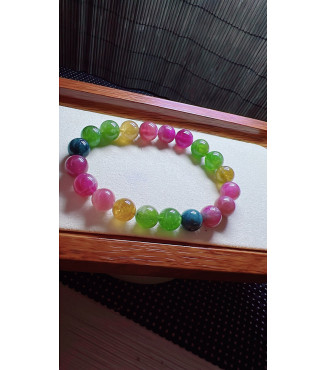 103F10 exquisite rainbow tourmaline bracelet, size about 10mm, weight 33.1 grams, crystal