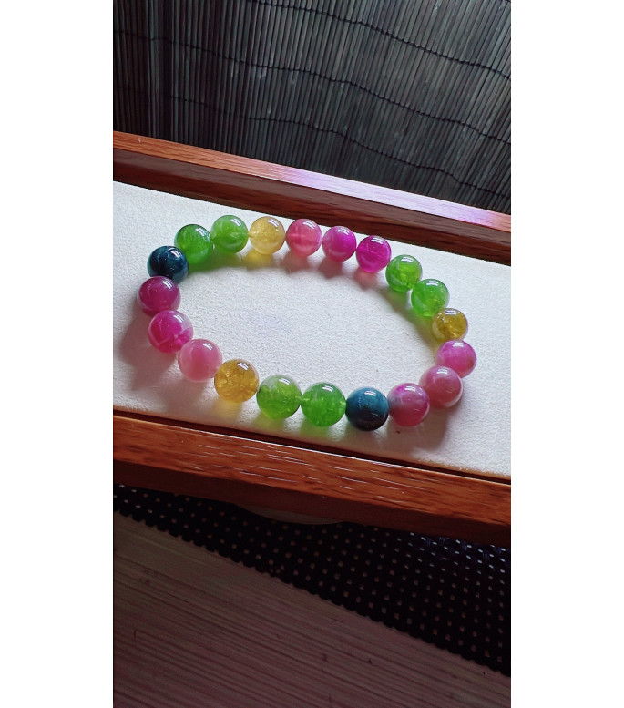 103F10 exquisite rainbow tourmaline bracelet, size about 10mm, weight 33.1 grams, crystal