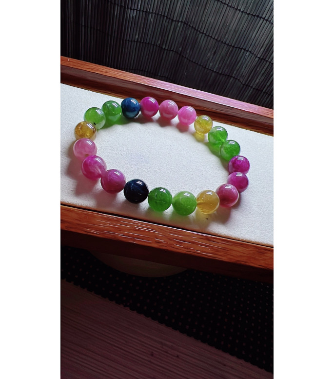 103F10 exquisite rainbow tourmaline bracelet, size about 10mm, weight 33.1 grams, crystal