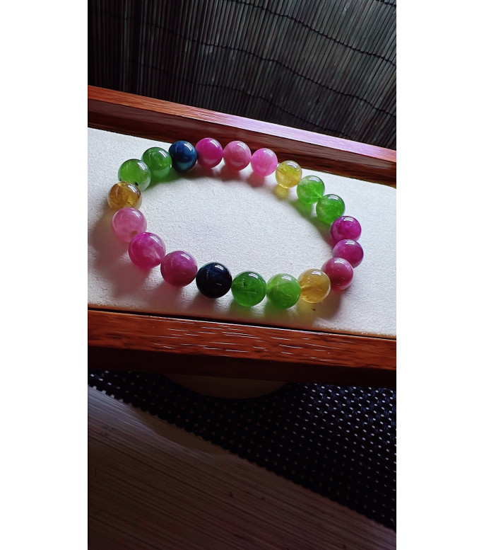 103F10 exquisite rainbow tourmaline bracelet, size about 10mm, weight 33.1 grams, crystal