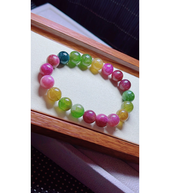 103F9 exquisite rainbow tourmaline bracelet, size about 11mm, weight 41.4 grams, crystal 103F9 exquisite rainbow tourmaline bracelet, size about 11mm, weight 41.4 grams, crystal