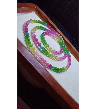 103F6 exquisite rainbow tourmaline three circle bracelet, size about 4.7mm, weight 19.5g