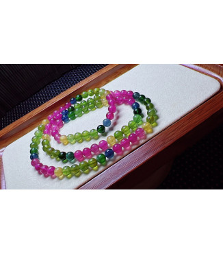 103F2 exquisite rainbow tourmaline three circle bracelet, size about 5.5mm, weight 25.9g