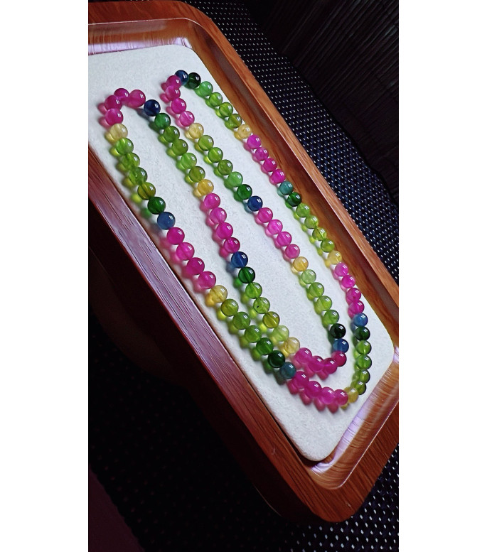 103F2 exquisite rainbow tourmaline three circle bracelet, size about 5.5mm, weight 25.9g