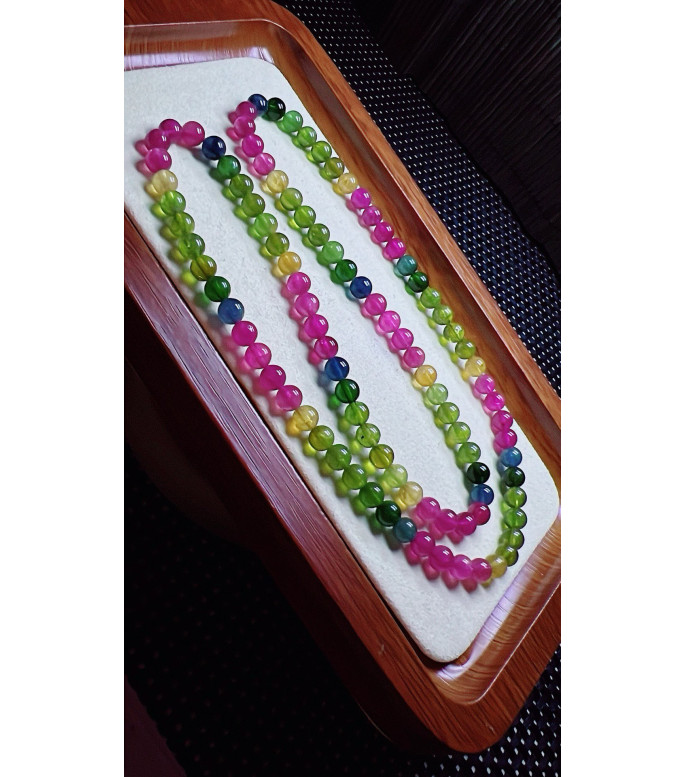 103F2 exquisite rainbow tourmaline three circle bracelet, size about 5.5mm, weight 25.9g