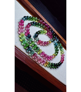 101F13 exquisite high-quality rainbow tourmaline three circle bracelet, size about 5.5mm
