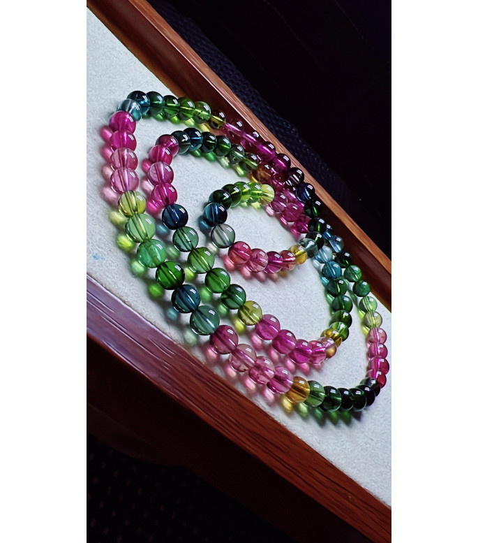 101F13 exquisite high-quality rainbow tourmaline three circle bracelet, size about 5.5mm