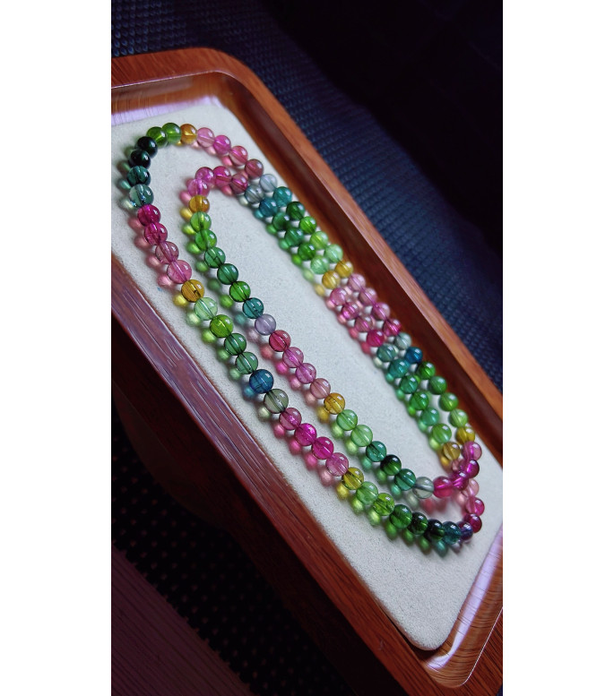 101F12 exquisite high-quality rainbow tourmaline three circle bracelet, size about 5.5mm 101F12 exquisite high-quality rainbow tourmaline three circle bracelet, size about 5.5mm