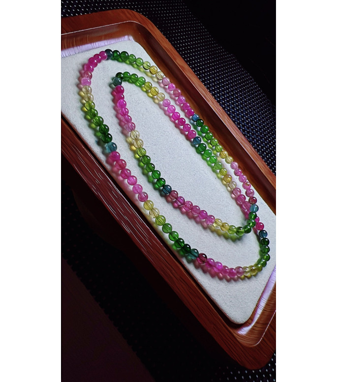 101F11 exquisite rainbow tourmaline three circle bracelet, size about 4.5mm, weight