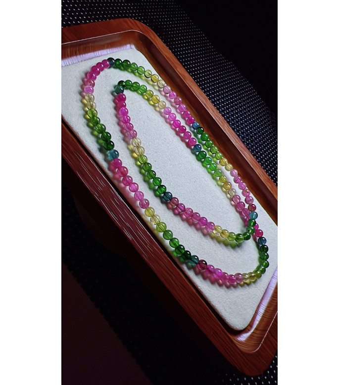 101F11 exquisite rainbow tourmaline three circle bracelet, size about 4.5mm, weight
