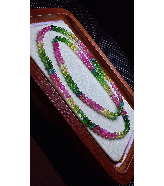 101F11 exquisite rainbow tourmaline three circle bracelet, size about 4.5mm, weight