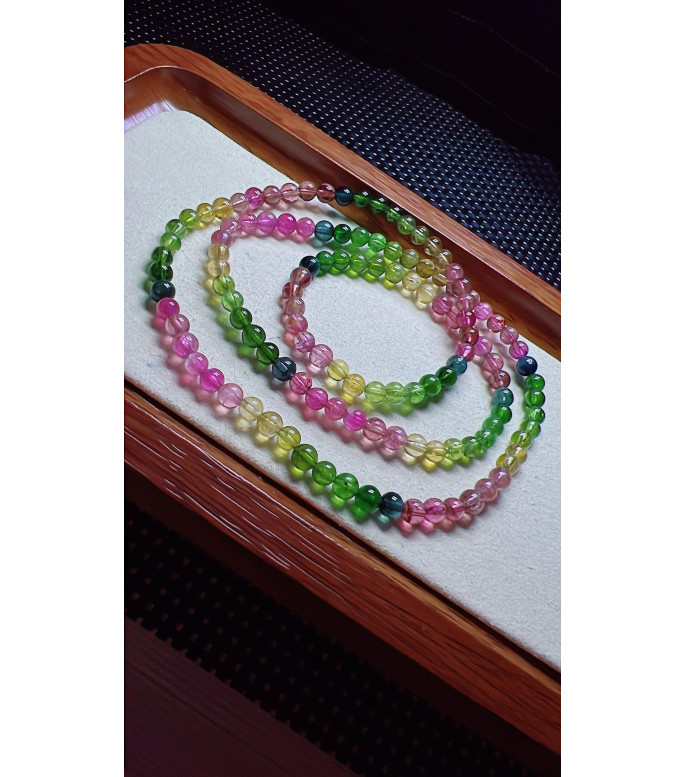 101F10 exquisite rainbow tourmaline three circle bracelet, size about 4.5mm, weight