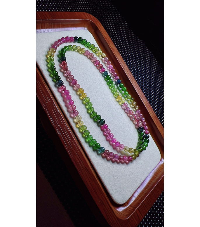 101F10 exquisite rainbow tourmaline three circle bracelet, size about 4.5mm, weight