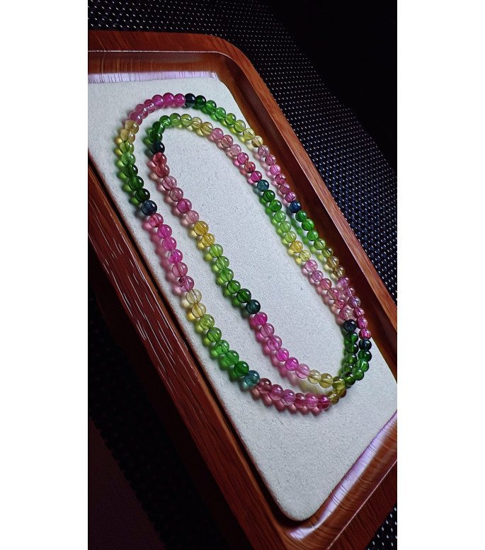 101F10 exquisite rainbow tourmaline three circle bracelet, size about 4.5mm, weight