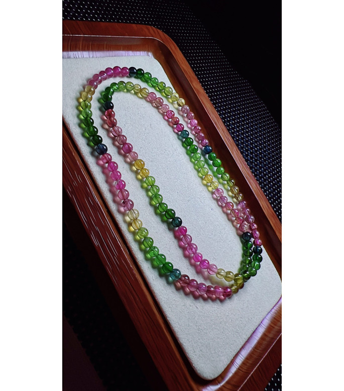 101F10 exquisite rainbow tourmaline three circle bracelet, size about 4.5mm, weight
