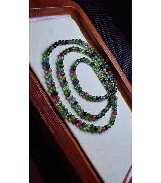 101F9 exquisite black sugar tourmaline three circle bracelet, size about 4mm, weight