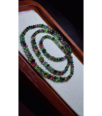 101F9 exquisite black sugar tourmaline three circle bracelet, size about 4mm, weight