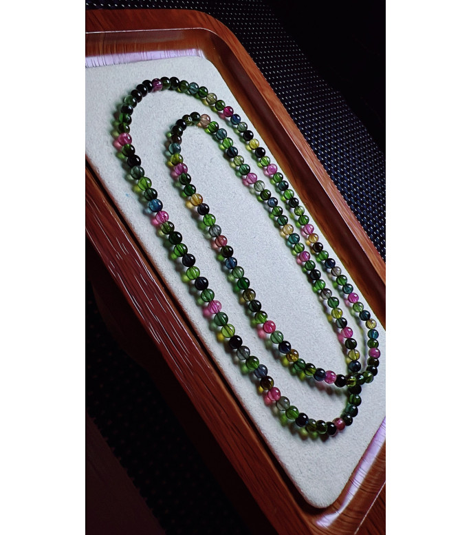 101F8 exquisite black sugar tourmaline three circle bracelet, size about 4mm, weight